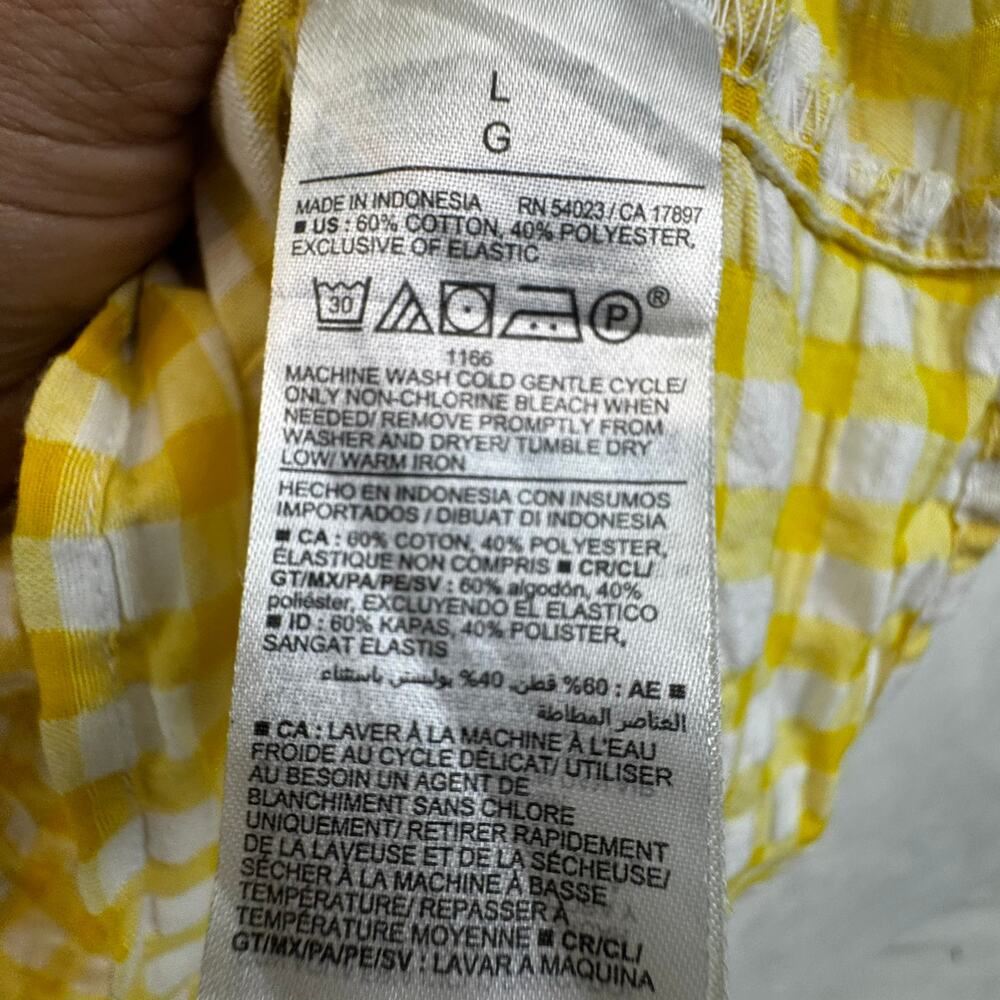 Old Navy Butter Yellow Seersucker Puffed Sleeve Dress Size L Sweetheart Neckline - Picture 7 of 10